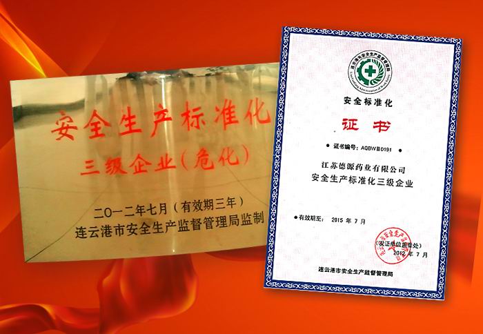 公司獲得“?；菲髽I(yè)安全標(biāo)準(zhǔn)化”證書